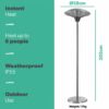 2100W EQ Heat Electric Mushroom Patio Heater (Available In Black And Silver) - Image 3